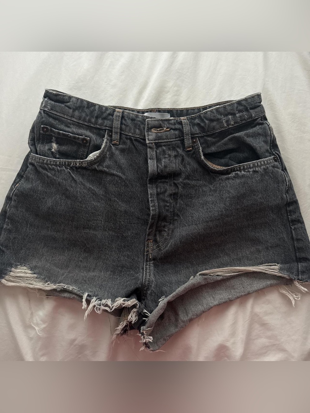 High-Waist Black Denim Cutoff Shorts